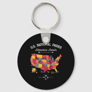 63 Nationalparker Karta USA Park Retro Vintage Cam Nyckelring