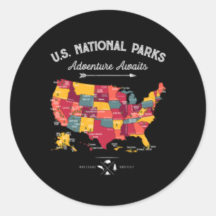 63 Nationalparker Karta Usa Park Retro Vintage Cam Runt Klistermärke