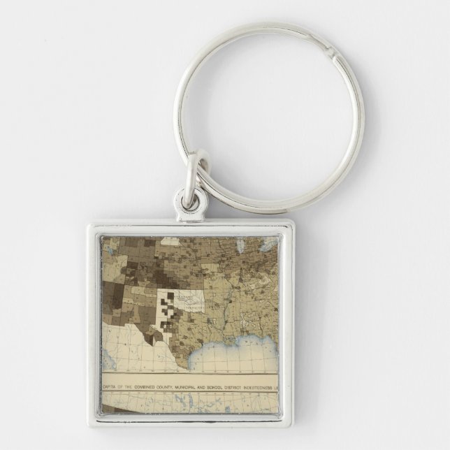 63 Skatter, skulder 1890 Fyrkantig Silverfärgad Nyckelring (Framsidan)