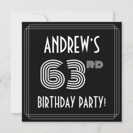 63rd Birthday Party: Art Deco Style w/ Custom Name Inbjudningar