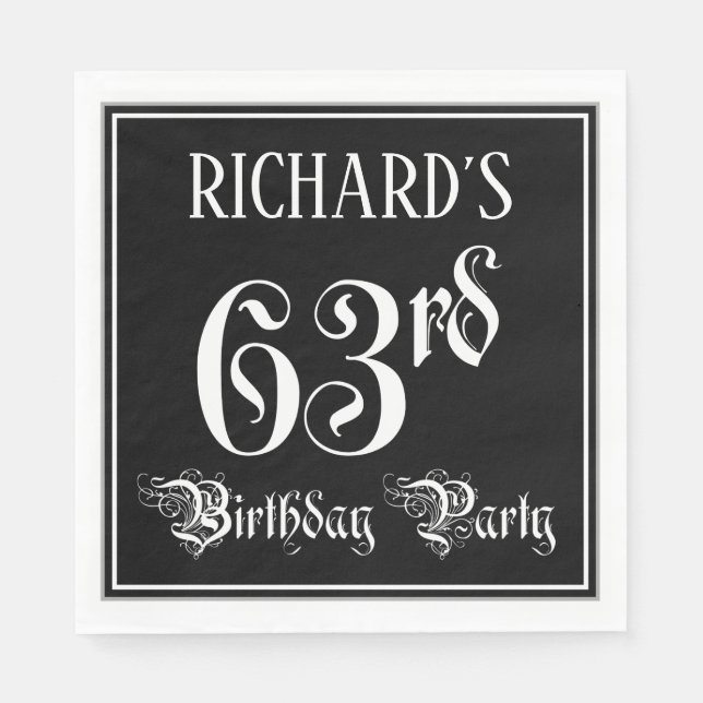63rd Birthday Party — Fancy Script + Custom Name Pappersservett (Framsidan)