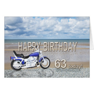 63rd födelsedagkort med en motorisk cykel hälsningskort