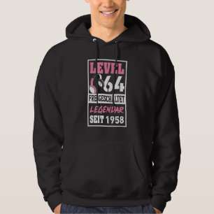 64 år Gamer Girl sedan 1958 Birthday Vide Hoodie