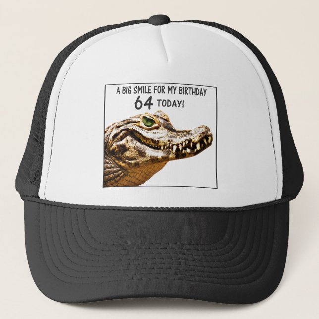 64-årsdag Alligator Leende Keps (Framsida)