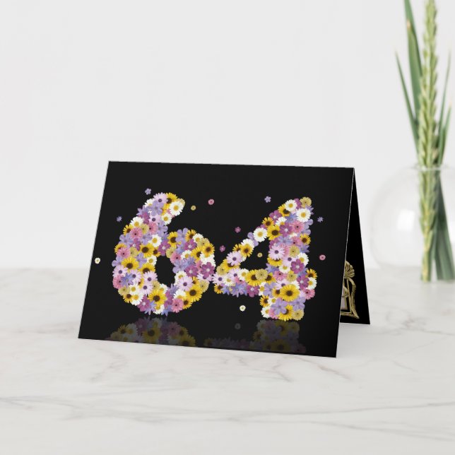 64-årskort med brev i blomsterodling kort (Framsida)