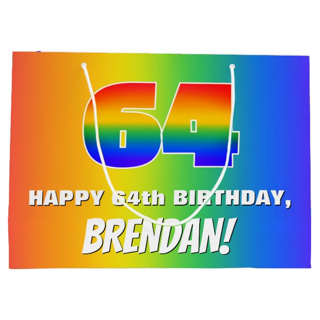 64:e födelsedag: färgfull, Roligt Rainbow Mönster  (Baksidan)