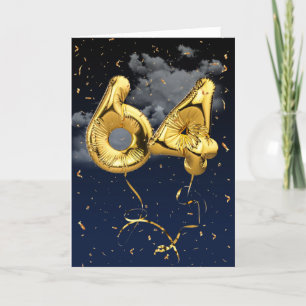 64:e födelsedag Guld Mylar Balloon and Confetti Ca Kort