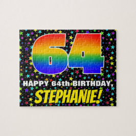 64:e födelsedag - Roligt, färgstark stjärna Fält M Pussel