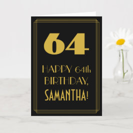 64:e födelsedagen ~ Art Deco Inspired Titta "64" & Kort