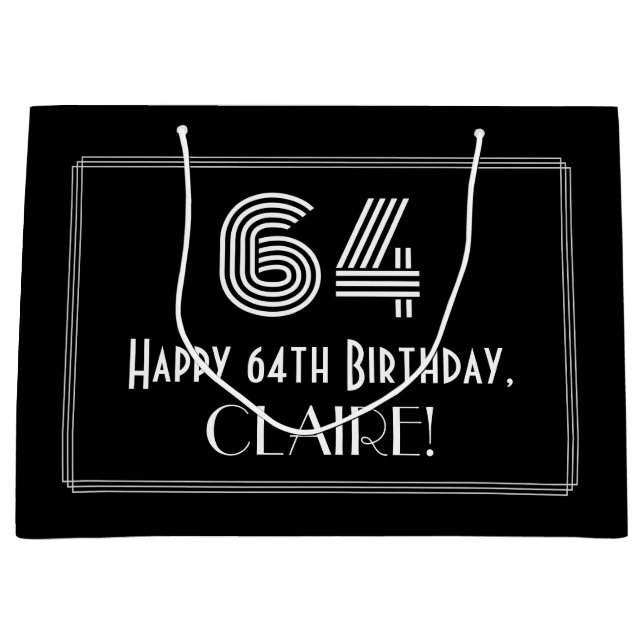 64:e födelsedagen - Art Deco Inspired Titta "64" o (Framsidan)