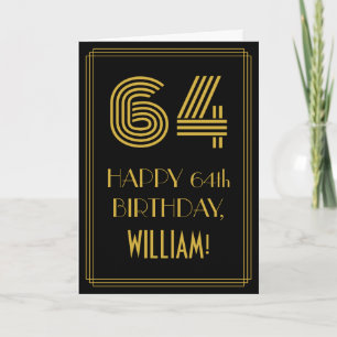 64:e födelsedagen: Art Deco Inspired Titta "64" oc Kort