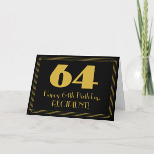 64:e födelsedagen: Art Deco Inspired Titta "64" oc Kort