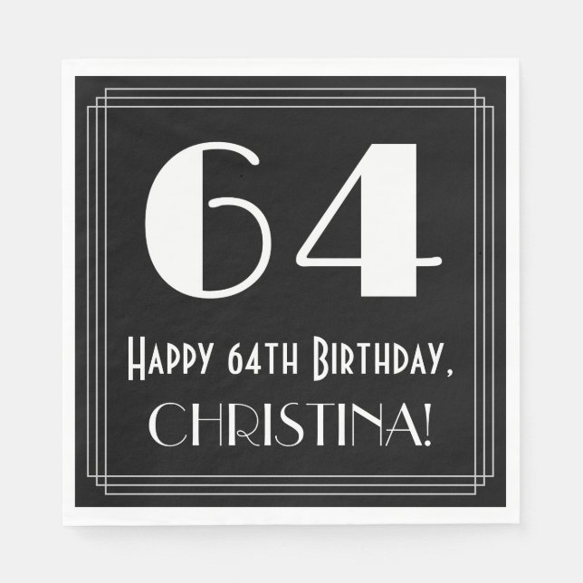 64:e födelsedagen ~ Art Deco Inspired Titta "64",  Pappersservett (Framsidan)