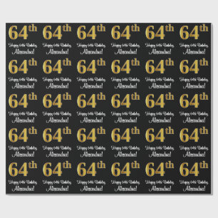 64:e födelsedagen: Elegant Luxurious Faux Guld Tit Presentpapper