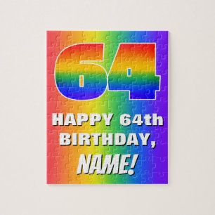 64:e födelsedagen: Färgfull, Roligt Rainbow Mönste Pussel