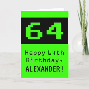 64:e födelsedagen: Nerdy/Geeky Stil "64" och Namn Kort