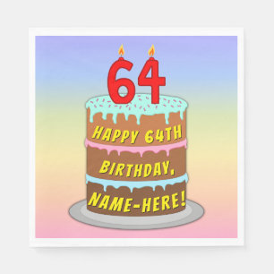 64:e födelsedagen: Roligt Cake and Candles + Custo Pappersservett