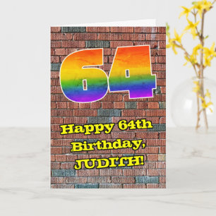 64:e födelsedagen: Roligt Graffiti-Inspired Rainbo Kort