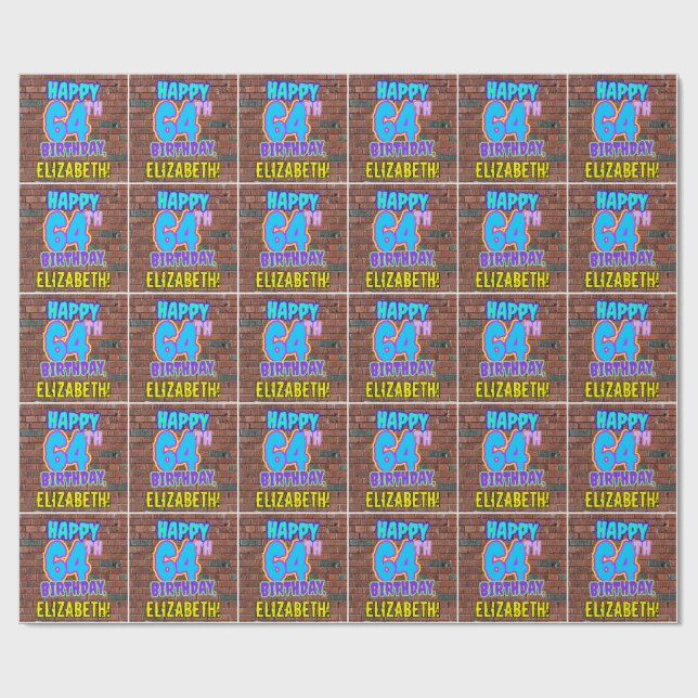 64:e födelsedagen: Roligt, Urban Graffiti Inspired Presentpapper (Platt)