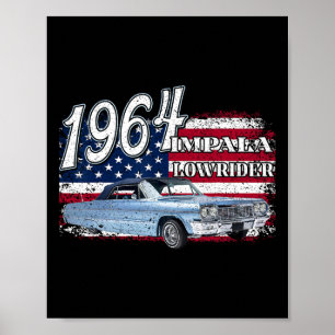 64 Impala Lowrider Ss 4:e juli Amerika Poster