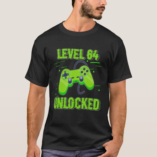 64 Olåsta videospel på födelsedagsnivå T Shirt (Framsida)