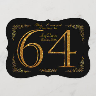 64th,Födelsedagsfest 64th,underbarare Gatsby,svart Inbjudningar