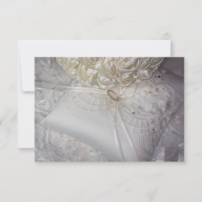 6538-Ringbärar kudde med vigselring på slöja Inbjudningar (Framsida)