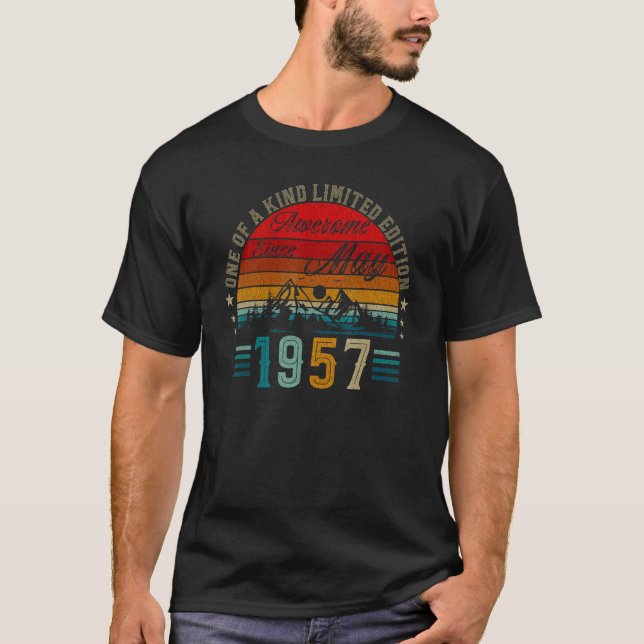 65 Ålderdom maj 1957 65e födelsedag T Shirt (Framsida)