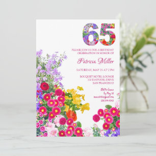 65 år Elegant trädgårdsblomma – 65-årsdag Inbjudningar