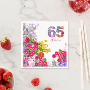 65 år Elegant trädgårdsblomma – 65-årsdag Pappersservett
