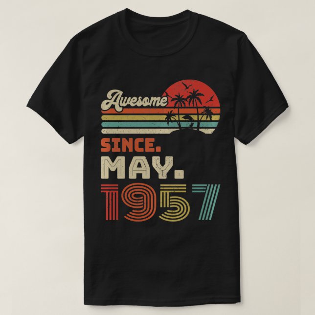 65 år gammal Fantastisk sedan maj 1957 65e födelse T Shirt (Design framsida)