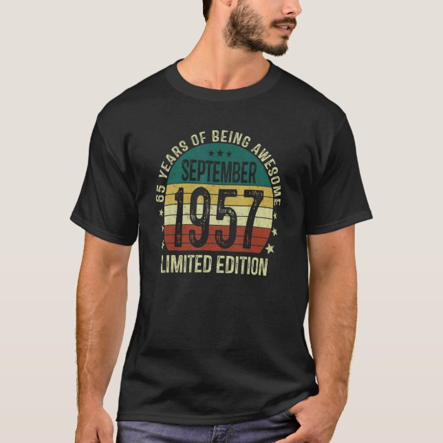 65 Årets födelsedag september 1957 65e födelsedag T Shirt (Framsida)