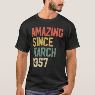 65-årig Fantastisk sedan mars 1957 65e Birthda T Shirt