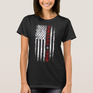 65-årig Vintage 1958 Amerikansk Flagga Birth T Shirt