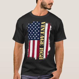 65-årig Vintage, USA, Flagga 1958, amerikansk Flag T Shirt