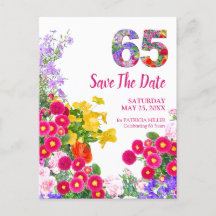 65-års födelsedagsblomma modern Save The Date
