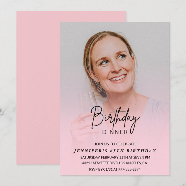 65-års födelsedagsinbjudningar Födelsedagsmiddag F Inbjudningar (Fram/baksida)