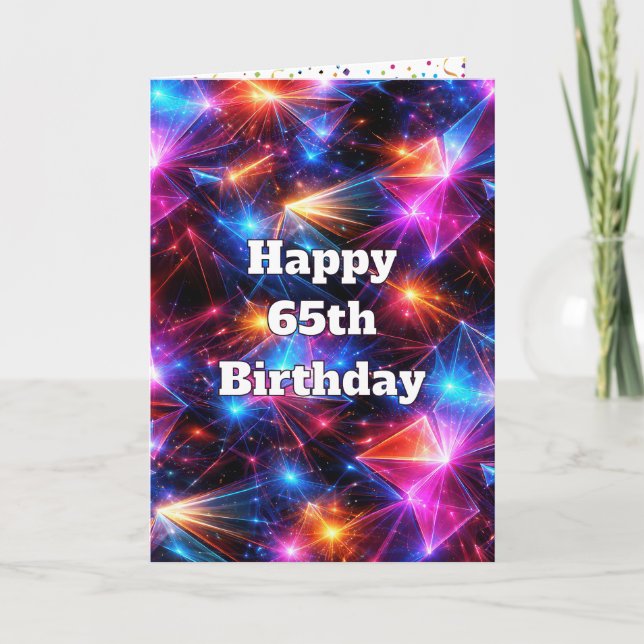 65-årsdag Neon Polygon Abstrakt  Kort (Framsida)