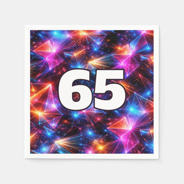 65-årsdag Neon Polygon Abstrakt  Pappersservett (Framsidan)