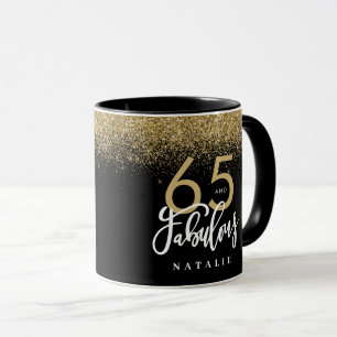 65-årsdagen av den fantastiska svarta guld glitter mugg