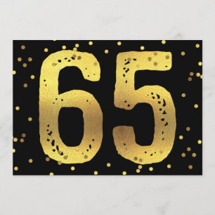 65-årsfirande Falskt guld foliekonfetti Svart Inbjudningar