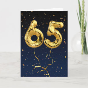 65-årsfirande Guld Mylar-ballong och Konfettikort Kort