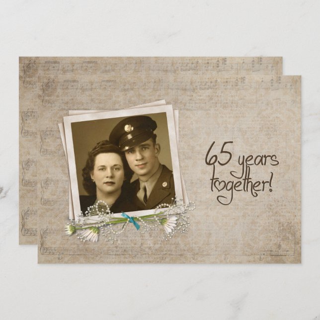 65-årsjubileum för förnyelse av äktenskapslöfte inbjudningar (Fram/baksida)