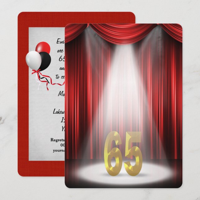 65-årsjubileumsfest inbjudningar (Fram/baksida)