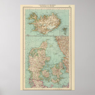 65 Danmark, island Poster