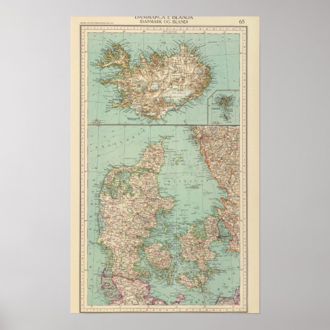 65 Danmark, Islandet Poster (Framsidan)