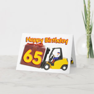 65 födelsedag kort med en gaffeltruck