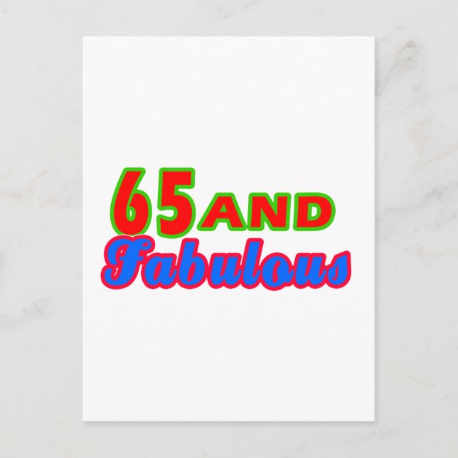 65 och Fabulous Birthday Design Vykort (Framsida)