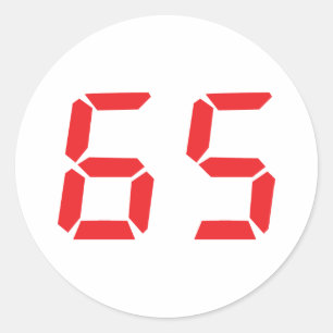 65 sextiofem röda larmklockan digitalt nummer runt klistermärke
