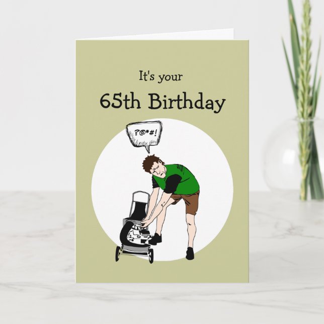 65e 65 Birthday Funny Lawnmower Insult Kort (Framsida)